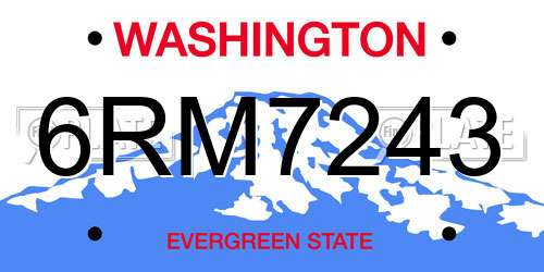 6RM7243 Washington License Plate
