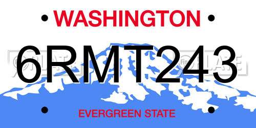 6RMT243 Washington License Plate