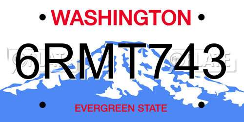 6RMT743 Washington License Plate