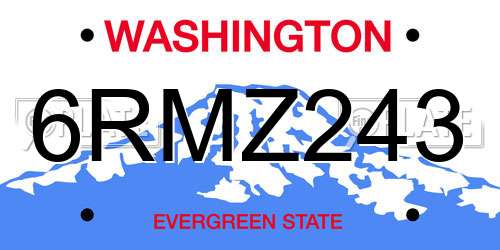 6RMZ243 Washington License Plate