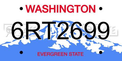 6RT2699 Washington License Plate