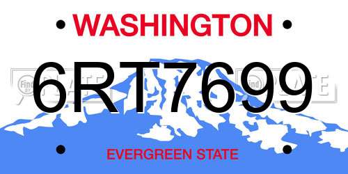 6RT7699 Washington License Plate