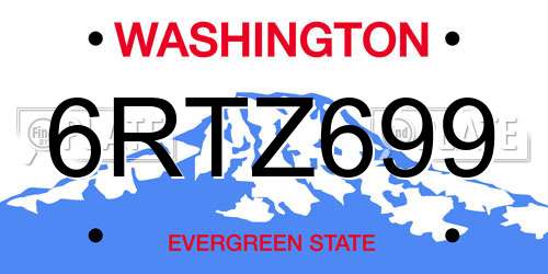 6RTZ699 Washington License Plate