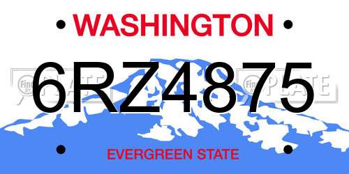 6RZ4875 Washington License Plate