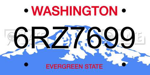 6RZ7699 Washington License Plate