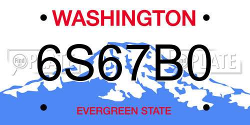 6S67B0 Washington License Plate