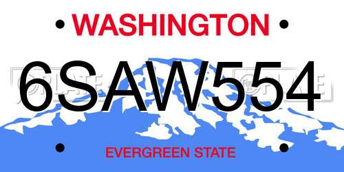 6SAW554 Washington License Plate