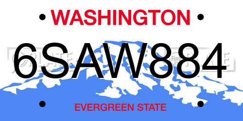 6SAW884 Washington License Plate