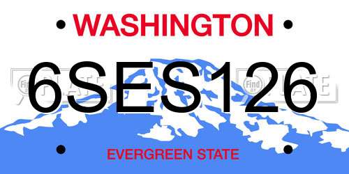 6SES126 Washington License Plate