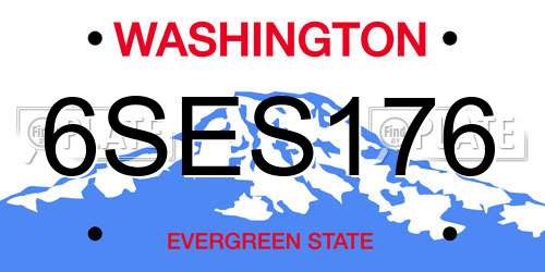 6SES176 Washington License Plate