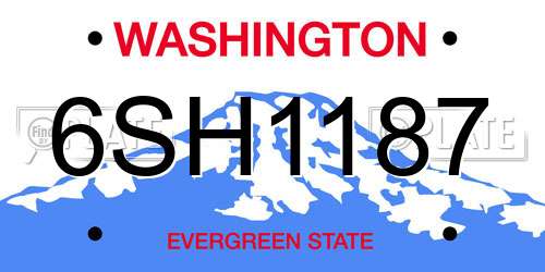 6SH1187 Washington License Plate