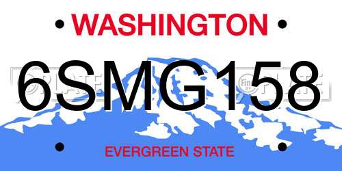 6SMG158 Washington License Plate