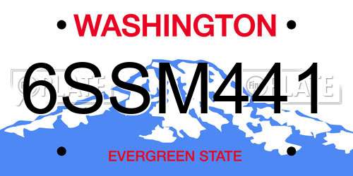 6SSM441 Washington License Plate