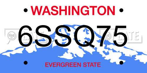6SSQ75 Washington License Plate