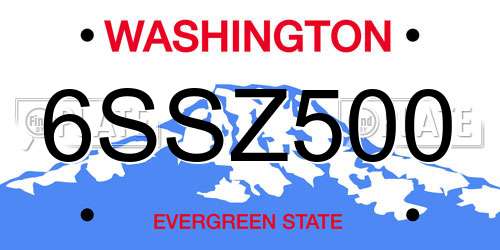 6SSZ500 Washington License Plate