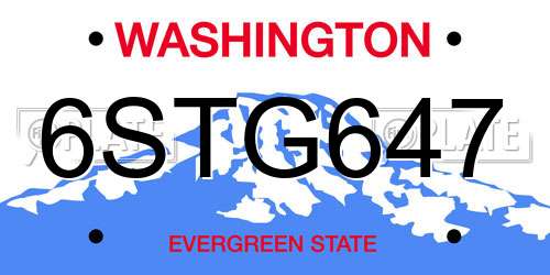 6STG647 Washington License Plate