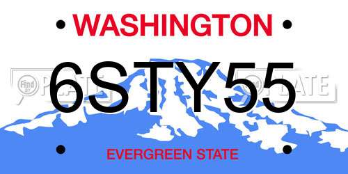 6STY55 Washington License Plate