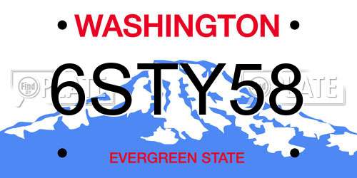 6STY58 Washington License Plate