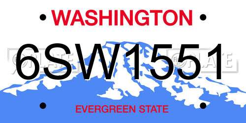 6SW1551 Washington License Plate