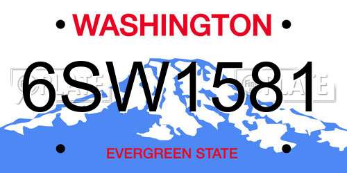 6SW1581 Washington License Plate