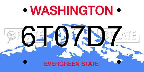 6T07D7 Washington License Plate