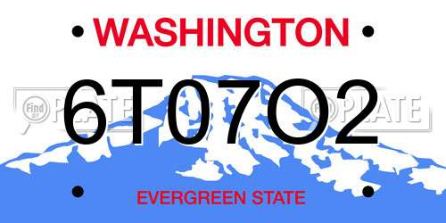6T07O2 Washington License Plate