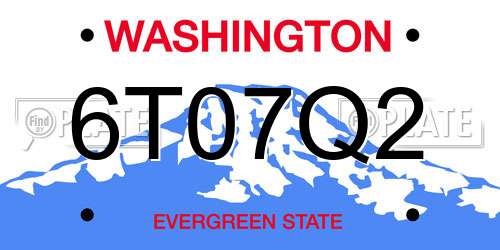 6T07Q2 Washington License Plate
