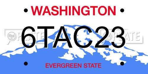 6TAC23 Washington License Plate