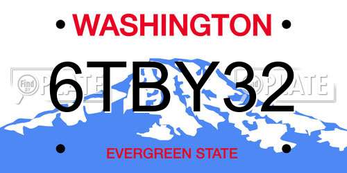6TBY32 Washington License Plate