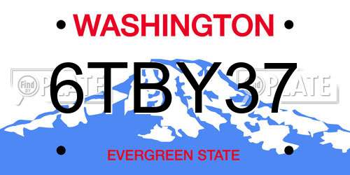 6TBY37 Washington License Plate