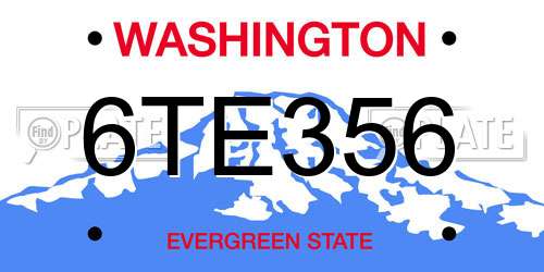 6TE356 Washington License Plate