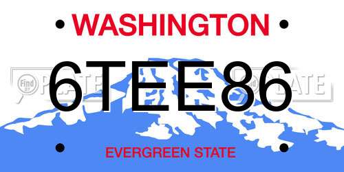6TEE86 Washington License Plate
