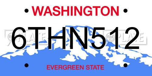 6THN512 Washington License Plate