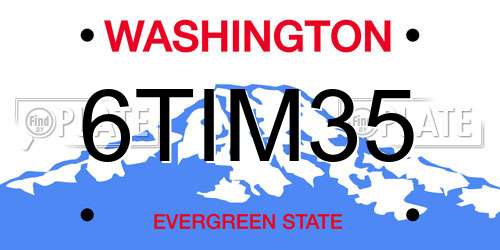 6TIM35 Washington License Plate