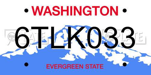 6TLK033 Washington License Plate