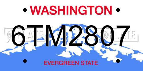 6TM2807 Washington License Plate