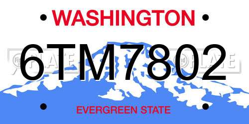 6TM7802 Washington License Plate