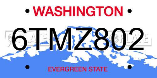 6TMZ802 Washington License Plate