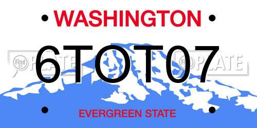 6TOT07 Washington License Plate