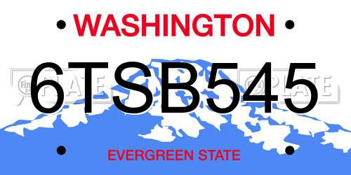 6TSB545 Washington License Plate
