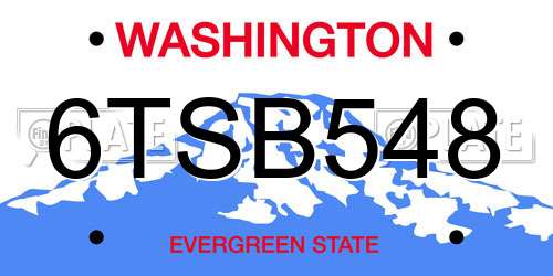 6TSB548 Washington License Plate