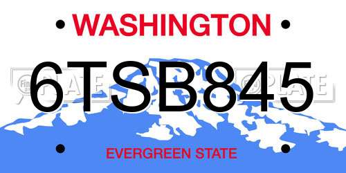 6TSB845 Washington License Plate