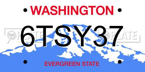6TSY37 Washington License Plate
