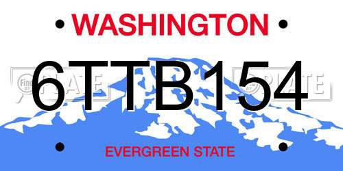 6TTB154 Washington License Plate