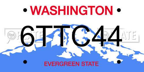 6TTC44 Washington License Plate