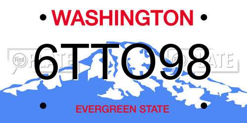 6TTO98 Washington License Plate