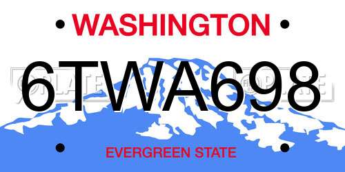 6TWA698 Washington License Plate