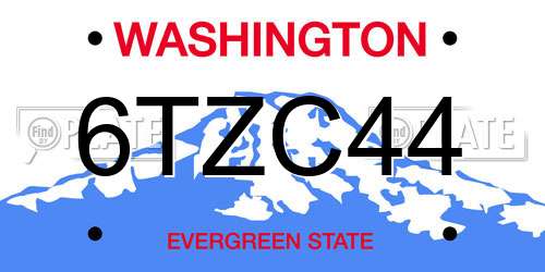 6TZC44 Washington License Plate