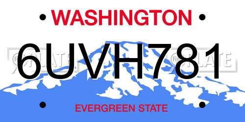 6UVH781 Washington License Plate