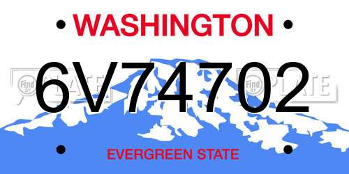6V74702 Washington License Plate